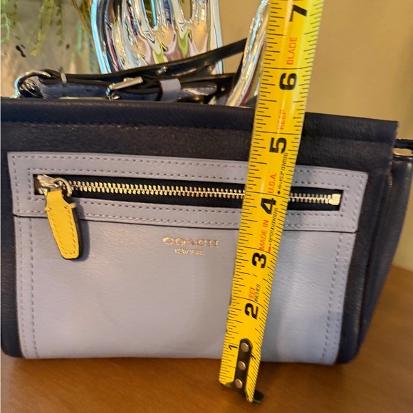 Coach Lite Blue/Navy Blue with Yellow Accents Larger Wristlet- Zippered Pouch - Picture 9 of 12